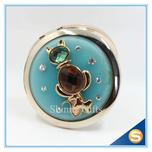 Shinny Gifts Novel Design Convenient Carrying Metal pocket Round Mirror