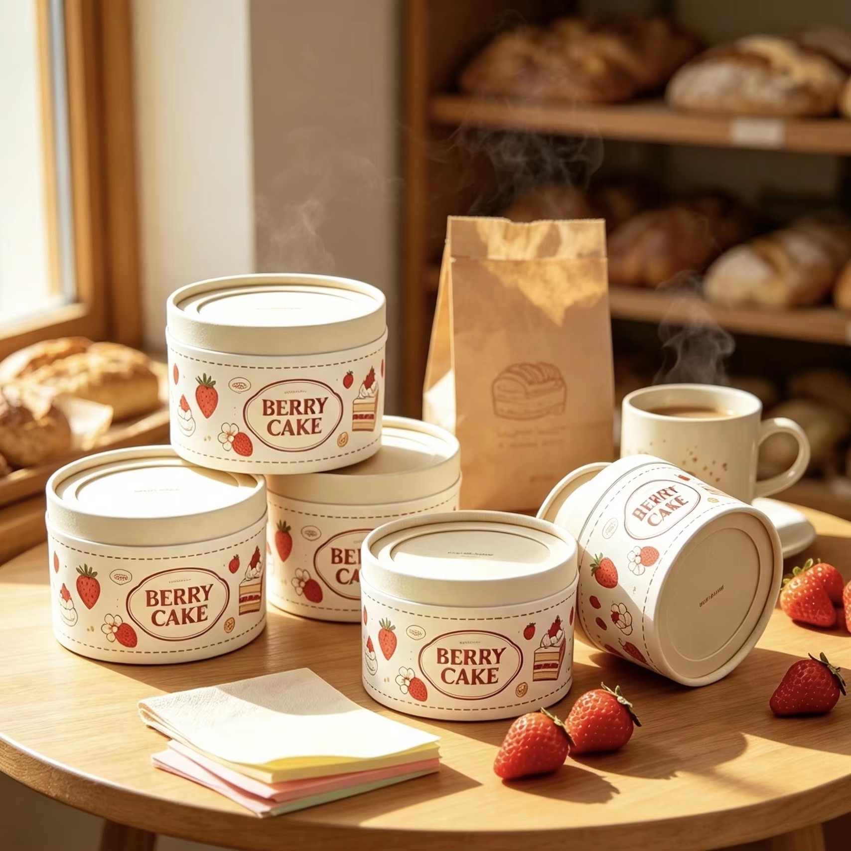 High Temperature Resistance Food Grade Paper Tube Packaging Custom Canister with Window for Cake Cookies