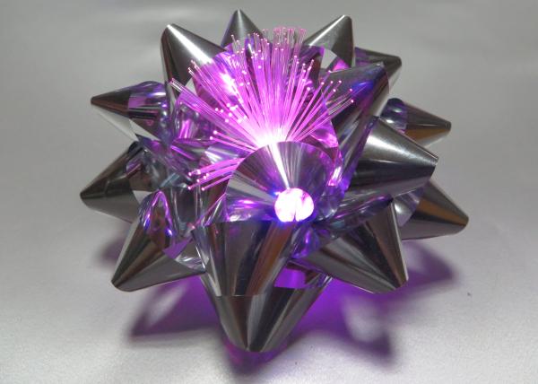 10CM Dia Metallic LED Ribbon Bow for gift decorations , Pink Blue Silver Star Bow