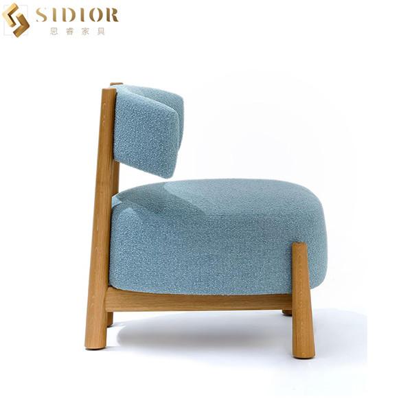 Solid Wood Legs Leisure Lounge Chairs Low Back Fabric Armchair Blue ODM OEM