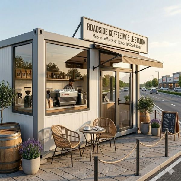 Commercial Flat Pack Container House Detachable Portable Concession Retail Kiosk