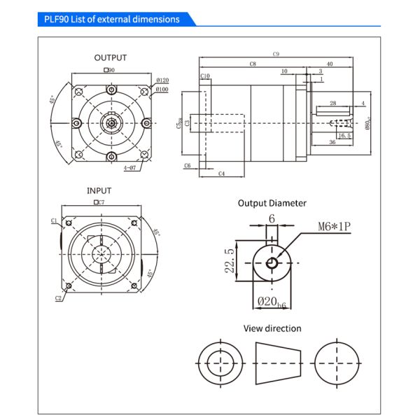 Lichuan Planetary Reducer Gearbox 4 to 1 4:1 PLF90 90mm Frame Size High Precision High Torque