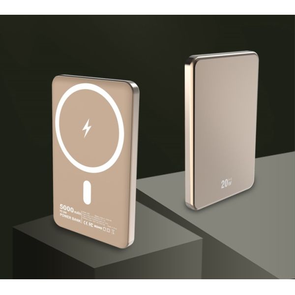 Type C Magnetic Wireless Charging Power Bank Aluminum Alloy Ultra Thin 5000mAh 20W