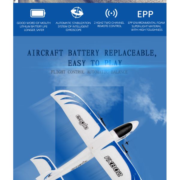 Design Fx802 Rc Eagle Glider Aircraft Automatic Balance Fighter Epp Anti-collision Foam 2.4g 2ch Flying Model Plane Toy