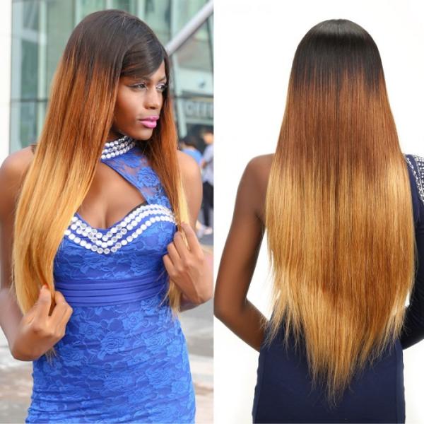 12 - 30 Three Tone Ombre Human Hair Extensions / Brazilian Straight Hair Bundles