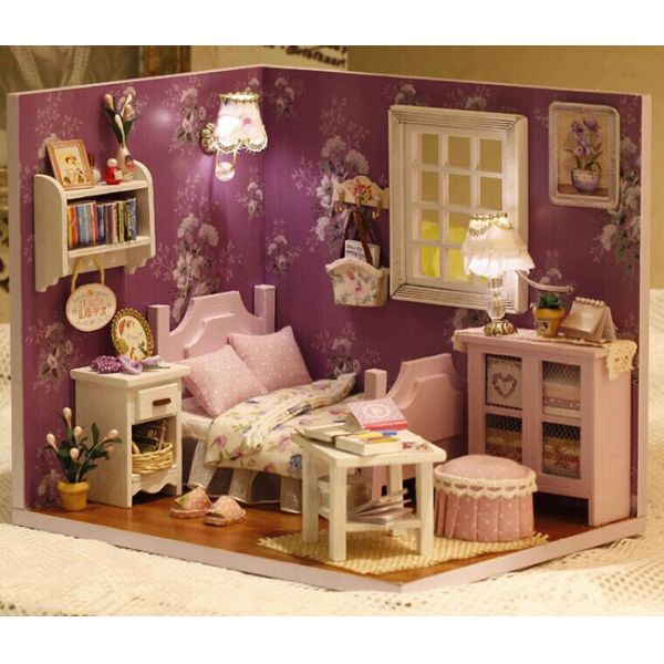 Dollhouse, DIY Lights House, Wooden Model, Education Romantic Full House, building model