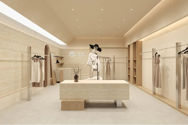 Full Travertine Wabi Women Clothing Store Interior Design