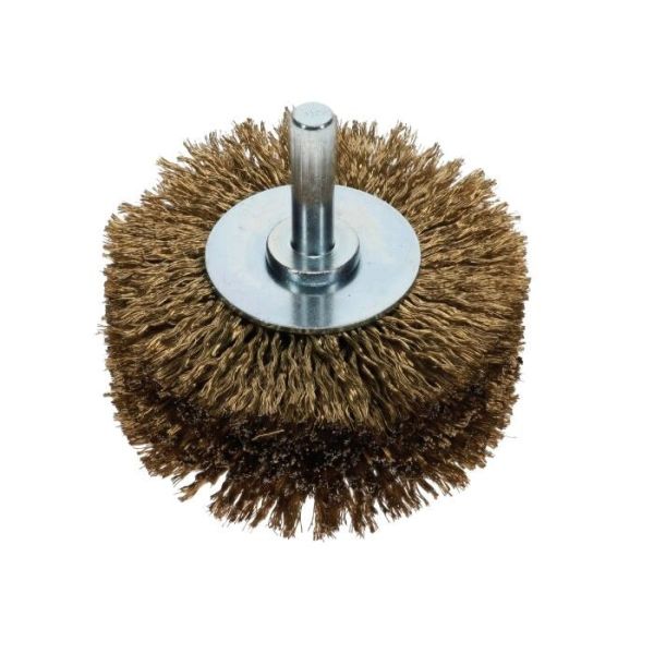 Brass Wire Shaft Mounted Circular Brush 80mm x 6mm Shank
