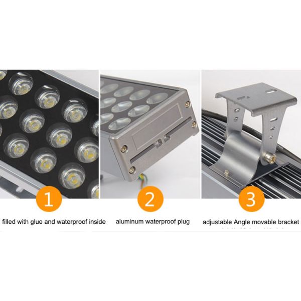 Three Rows LED wall washer lamp Powerful outdoor waterproof linear light floor spot lights external wall