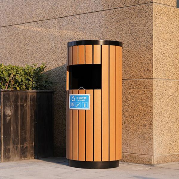 Custom Black Circular Rubbish Bin Metal Single Bucket Waste Bin