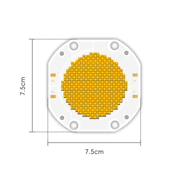 Dual CCT COB LED Chip High Power 60V Bi-Color 600W+600W 3000lm 1W 2700K/6500K Color Temperature 95Ra 75*75