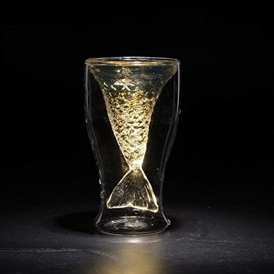 Mermaid Tail Glass Cup 100ml Double Glass Coffee Cups 155mm Height