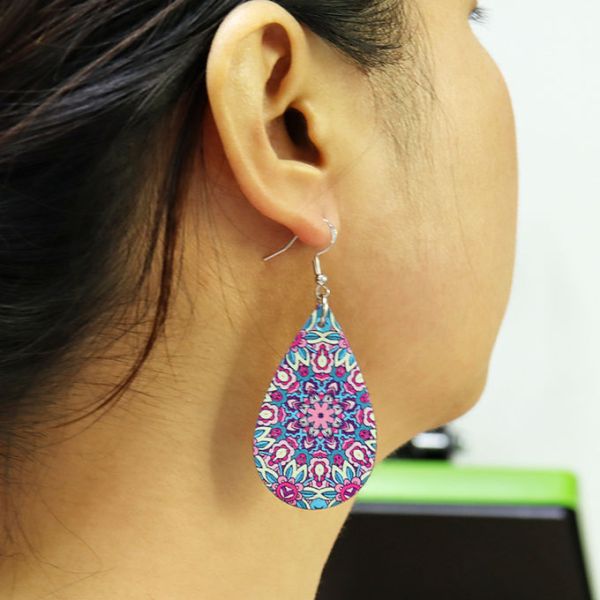 Double-Sided Blank Leather Sublimated Earrings PU Material Earring Pendants DIY Jewelry