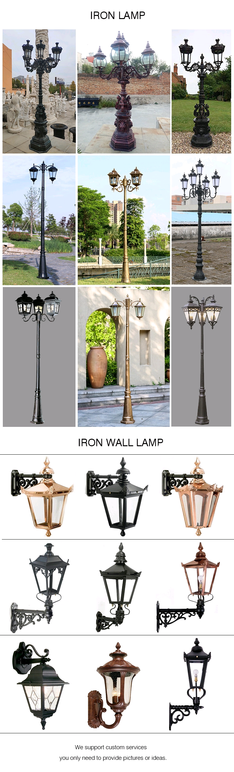 Украшение 25кг лампы стены сада литого железа античное водоустойчивое на открытом воздухе