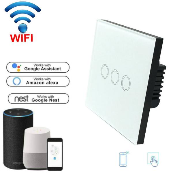 Touch Switch Wireless Wifi Light Switch EU Standard Smart Switch 90-240V support Alexa/google home