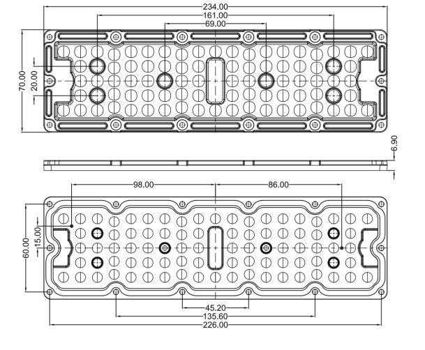Симметричная модель 72 объектива уличного света СИД в 1 материале 236x70MM ПК T3M