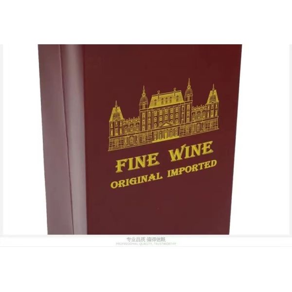 Cadeau de luxe empaquetant les sacs en papier rouge foncé imprimés faits sur commande de bouteille de vin de sacs en papier de vin de bouteille avec des poignées