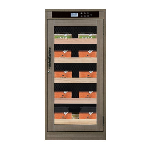 Dark Wood Finish Electric Cigar Humidor Cabinet with Secure Locker and Spanish Cedar Interior
