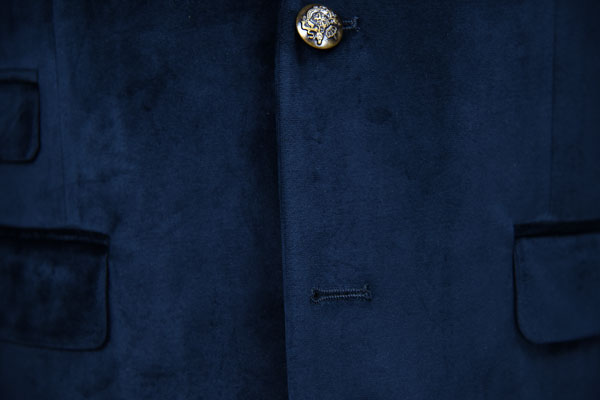 Velvet Slim Fit Mens Knit Blazer Navy Casual Business Anti Wrinkle