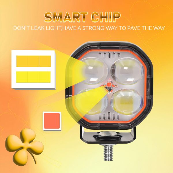 4 LED White Red Yellow Projector Spotlight LED Light For Motorcycle For Car