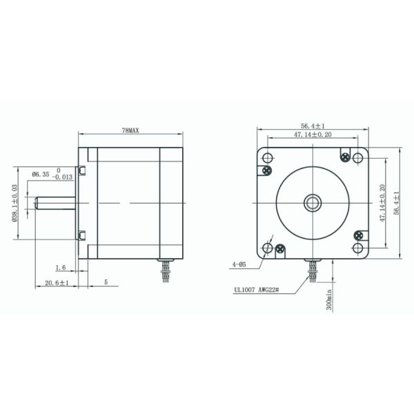 Мотор малошумного гибрида Nema 23 Stepper руководства 6Wire 57mm 7.36V 4.2A 1,8 градусов 4
