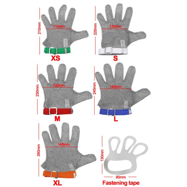 Resistant Anti Cut Safety Stainless Steel Metal Mesh 5 Fingers Butcher Gloves