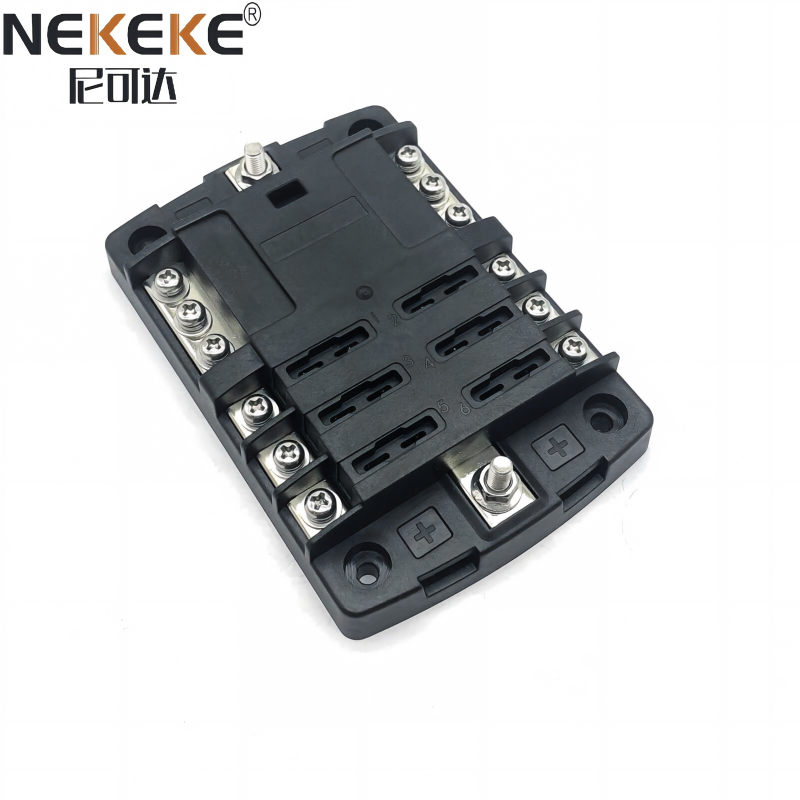 6 Way Blade Fuse Holder Negative Bolck Box With Protective Cover Screw Terminal