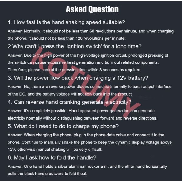 DC12V 30W Hand Crank Generator Mobile Phone Charger Outdoor Portable Power Supply Junction Box Batter-free