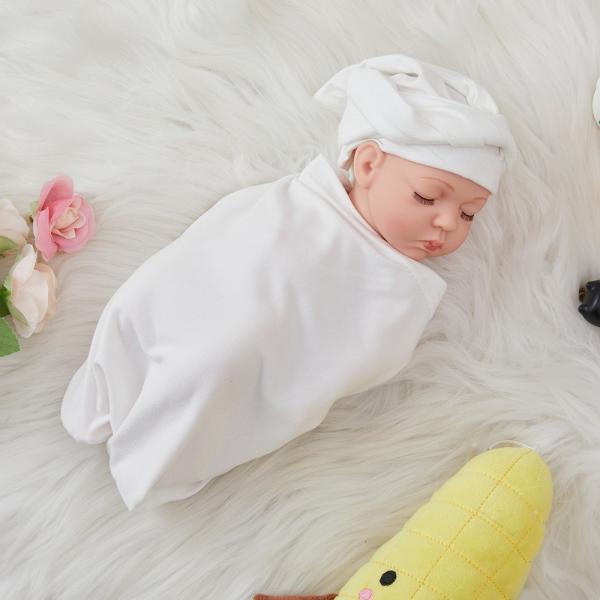 Full set Sublimation Baby Swaddling Blanket Infant Wrap With Cap For Customized Photo Printing