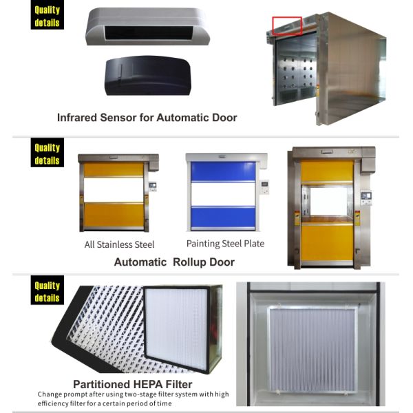 Customized Voltage Stainless Steel Automatic Rolling Door Modular Cargo Air Shower