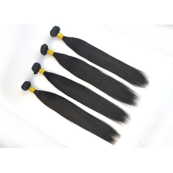 Natural Black Remy Virgin Human Hair Extensions Straight Type
