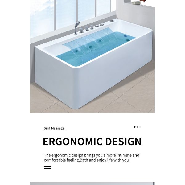 White Acrylic Massage Bathtub with Stainless Steel Frame