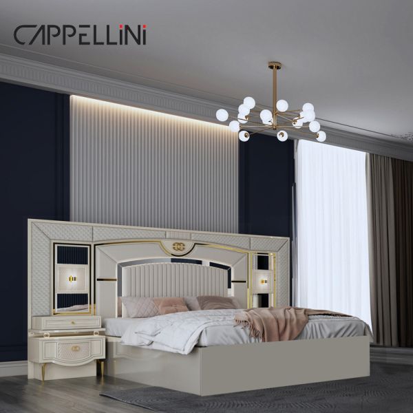 High Quality Modern Double Leather King Bed Mdf Frame Luxury Full Queen Size Wooden Home Full Furniture Bedroom Sets