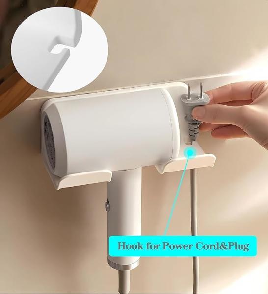 Upgrade Stainless Blow Dryer Holder Fabric Type Hair Dryer Hook Wall Mounted Organizer