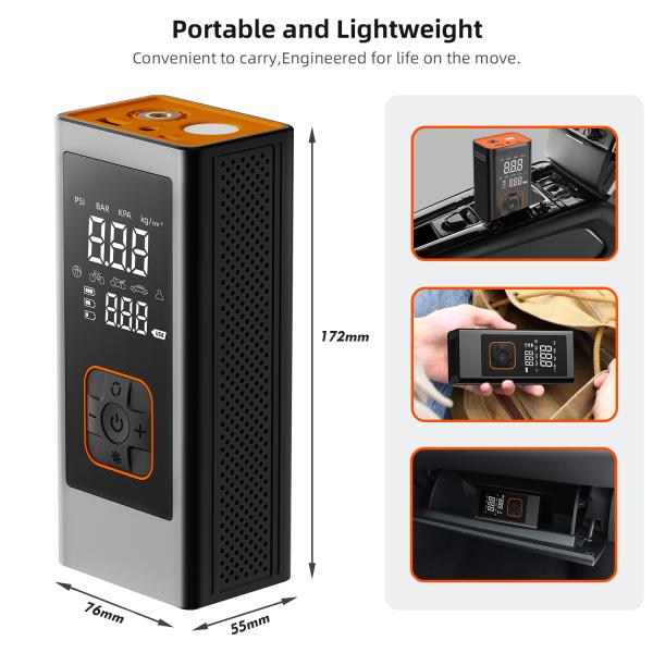 150 PSl, batería de 8000 mAh, modo de llenado de pantalla HD digital, luz LED incorporada, puerto tipo C
