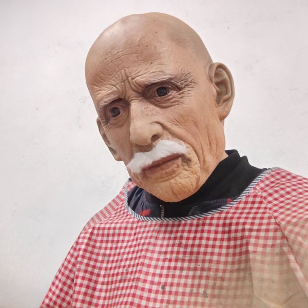 Full Head Mask Latex Realistic Men Face Beard Halloween Costume Party Props Old Man Latex Halloween Mask Cosplay Party Headgear