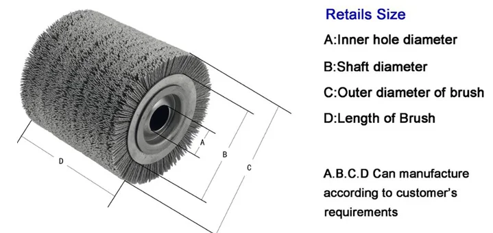 Промышленный абразивный нейлоновый колёсный щетка проволочный ролик для дебурирования