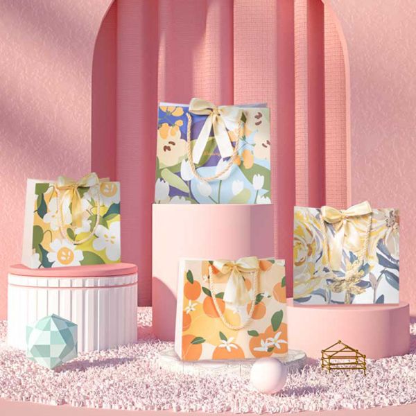 Оффсетная печать Kraft Paper Carrier Bag для продуктов питания / рекламных товаров