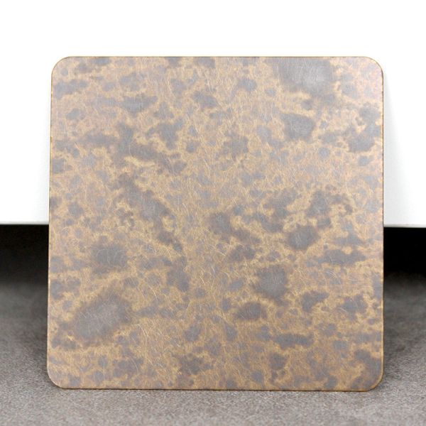 Высококачественная настройка 304 старинный латунь пятнистый листок из нержавеющей стали для художественного архитектурного декора стены