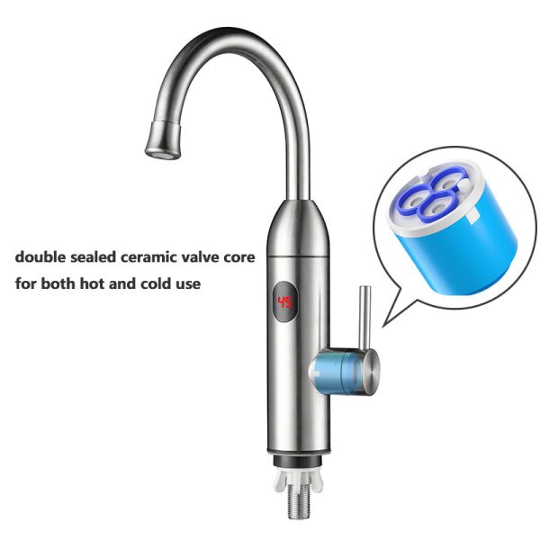 Kitchen Bathroom 304 Stainless Steel Instant Electric Heating Tap With Digital Display