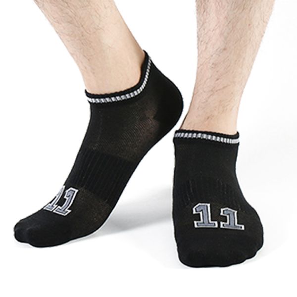 Daily Wear Men's Cotton Ankle Socks with Absorbent Fabric and Letter Pattern