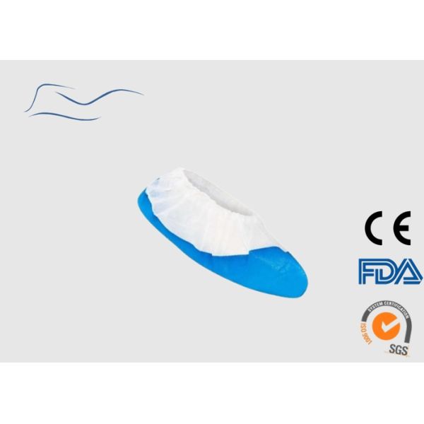 Personal Safety Disposable Shoe Covers White / Blue Color CE Certification