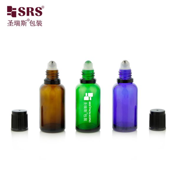 BLPF-30ML Empty Amber Glass Roller Bottles UV Proof With Child Resistant Cap