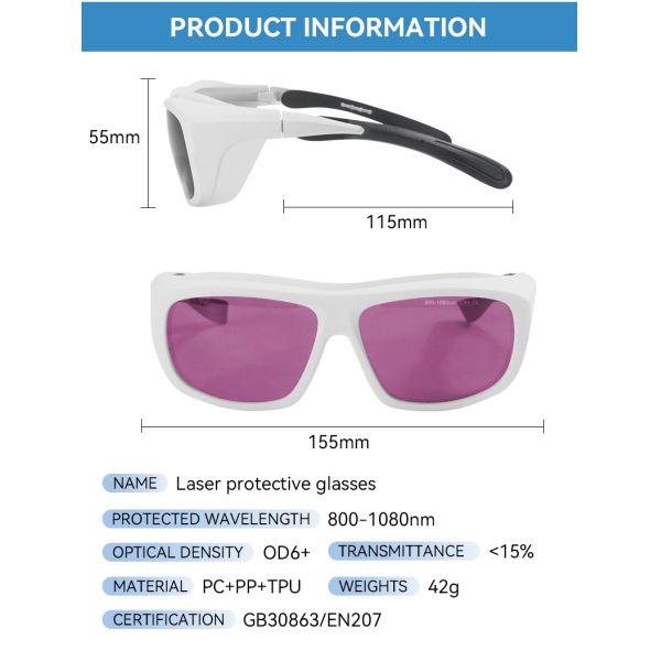 co2 laser protection glasses co2 laser protection glasses eye protection glasses professional laser glasses 808nm 810nm 904nm 980nm 1064nm 800-1080nm Laser glasses protection eye protection glasses