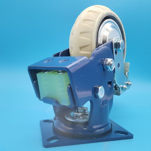 High Elasticity Pu Wind-fire Wheel Casters Swivel Castor With Brake Dual Spring Shock-absorbing Automotive Packaging  Industrial