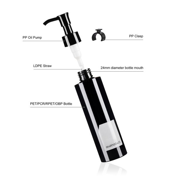 Косметика ЛЮБИМЦА пластиковая разливает черный свободный образец по бутылкам 200ML для очищая масла