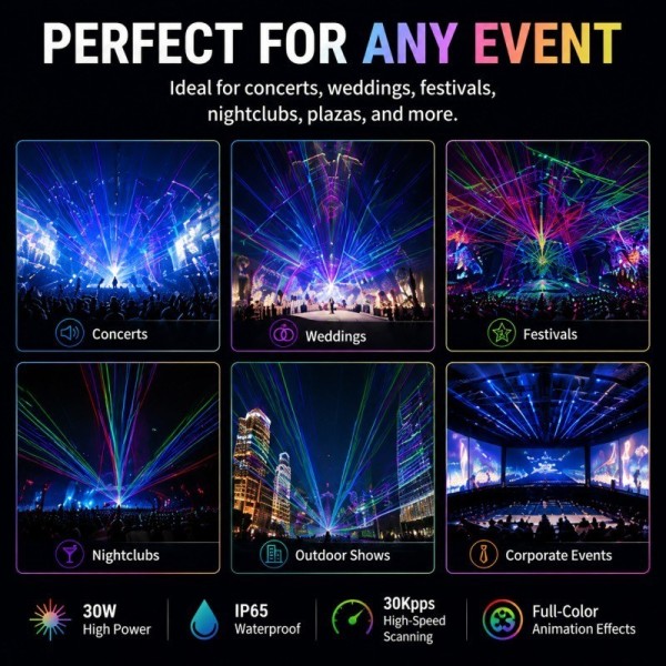 30W Full-Color Animation Laser Projection Lighting System