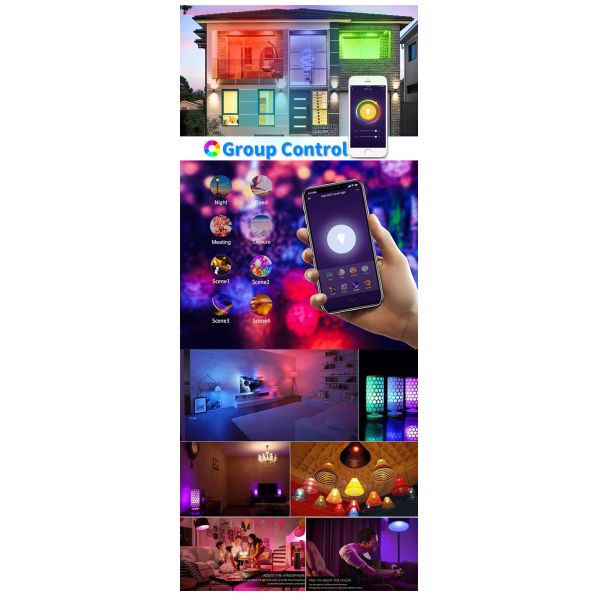 Voice Control Smart Lighting Control WiFi Candle Light Bulb 16 Million Colors Music Sync RGB LED Lamp