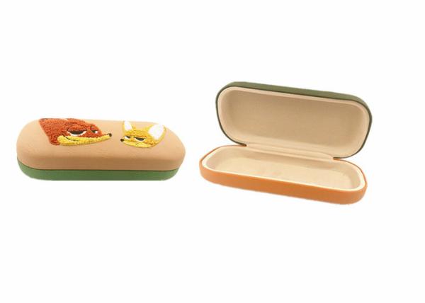 Iron Hard Glasses Case With Embroidery Cartoon Pattern Customized Color