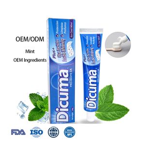 Toothpaste featuring whitening agents and fluoride to enhance tooth brightness and protect against cavities effectively